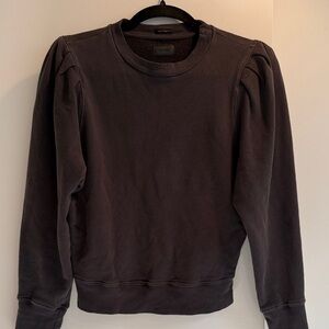 MOTHER Black Puff-Sleeve Crewneck Sweatshirt